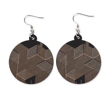 Drewniane kolczyki HOORAY Black Hex