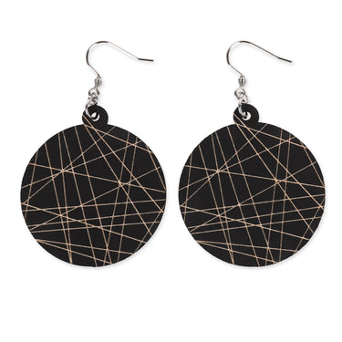 Drewniane kolczyki HOORAY Black Lines