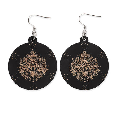 Drewniane kolczyki HOORAY Black Lotos