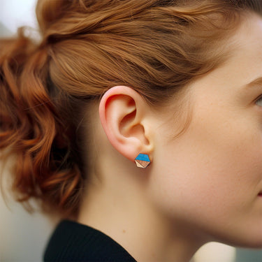 Drewniane kolczyki HOORAY Azul