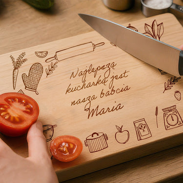Masywna tablica podarunkowa z grawerem motyw przybory kuchenne