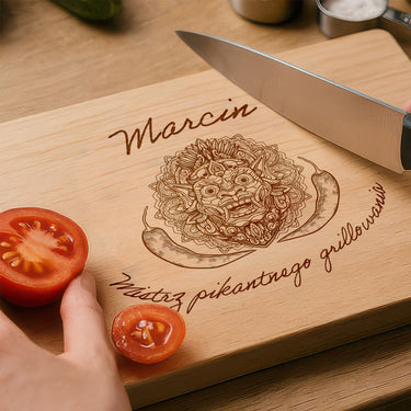 Masywna tablica podarunkowa z grawerem motyw Mistrz grillowania chilli