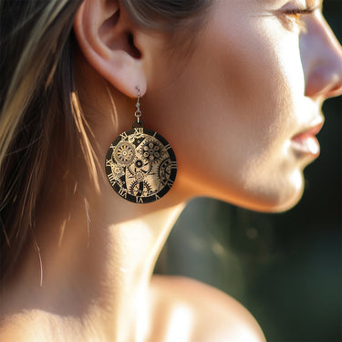 Drewniane kolczyki HOORAY Black Clockwork