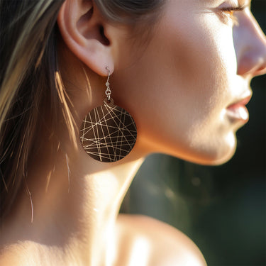 Drewniane kolczyki HOORAY Black Lines