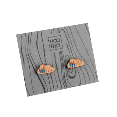 Drewniane kolczyki HOORAY Soffio deszcz