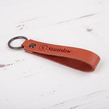 Skórzany brelok HOORAY, Jasnobrązowy